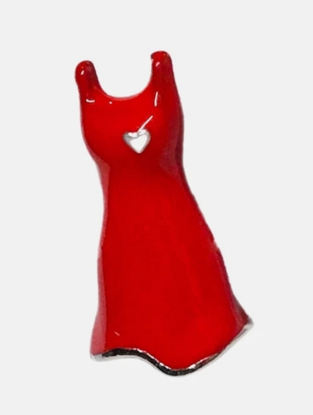 Vintage: Red Mini Dress Enamel Pin - Heart Detail